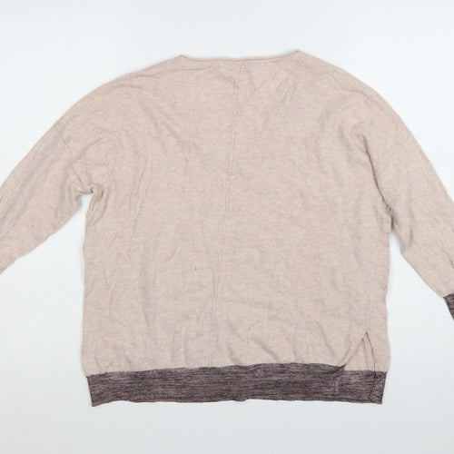 Mint Velvet Women’s Beige V-Neck Long Sleeve Cotton Blend Jumper S