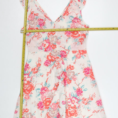 Warehouse Women's Multicoloured Floral Cotton A-Line Dress UK 12
