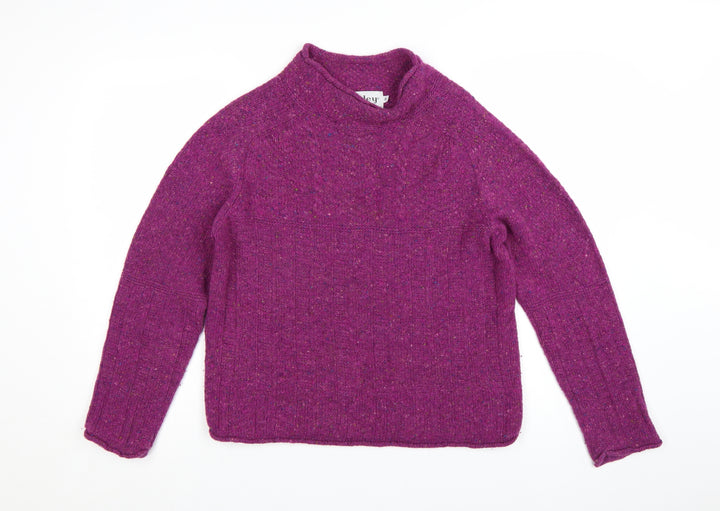 Harley of Scotland Women's Purple Merino Wool Mock Neck Jumper M