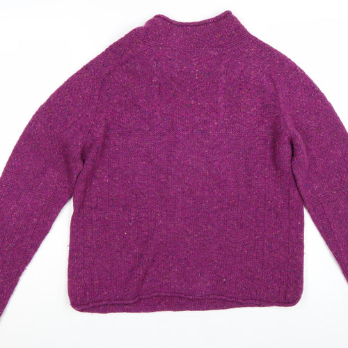 Harley of Scotland Women's Purple Merino Wool Mock Neck Jumper M