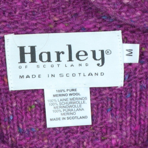 Harley of Scotland Women's Purple Merino Wool Mock Neck Jumper M