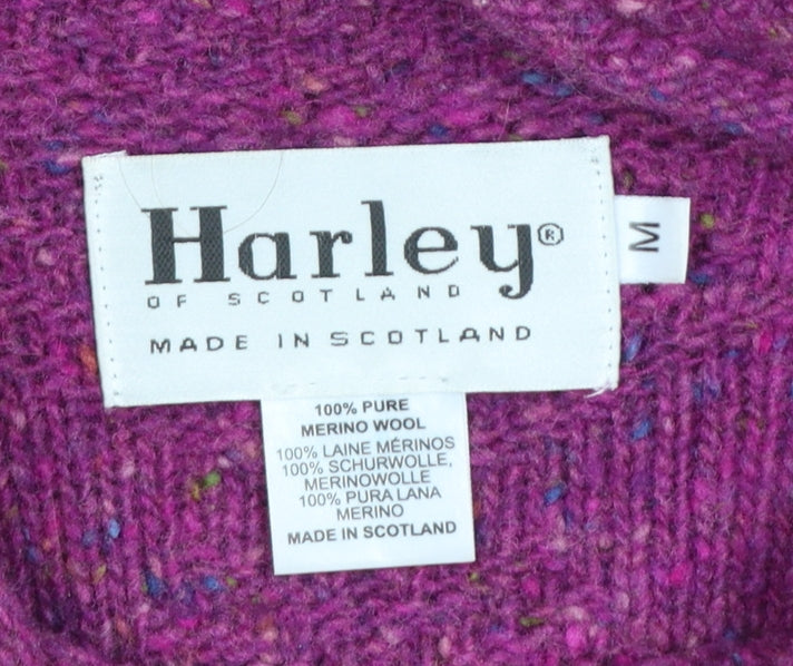 Harley of Scotland Women's Purple Merino Wool Mock Neck Jumper M