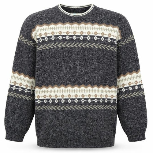 Kilroy Men's Grey Fair Isle Chunky Knit Acrylic Jumper Size L