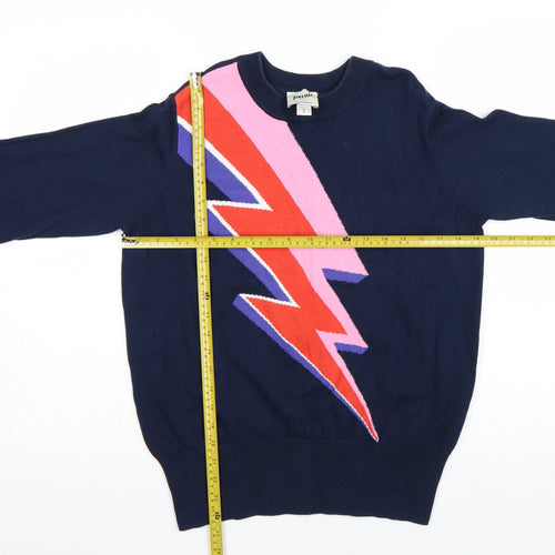Joanie Women Navy Blue Lightning Bolt Cotton Jumper UK M