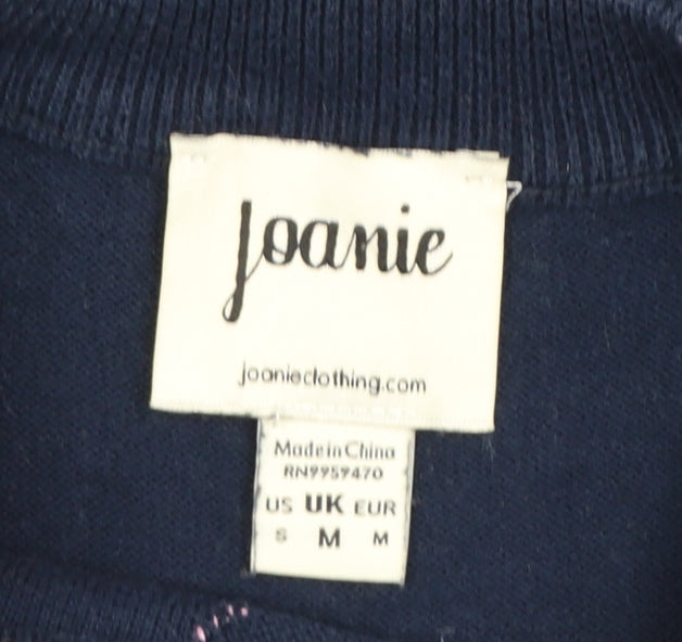 Joanie Women Navy Blue Lightning Bolt Cotton Jumper UK M
