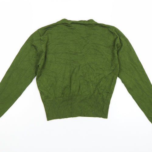 Voodoo Vixen Womens Green Embroidered Bird Button Cardigan Size 10