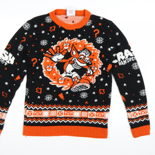 Crash Bandicoot Men's Black Christmas Jumper Size S Pullover Knit