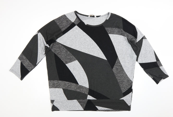 Apricot Women's Grey Geometric Pullover Jumper Size 16