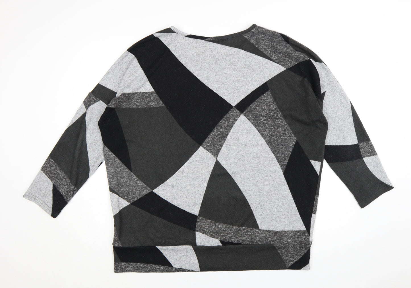 Apricot Women's Grey Geometric Pullover Jumper Size 16
