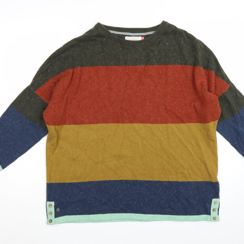 Brakeburn Womens Multicoloured Striped Cotton Wool Jumper Size 14