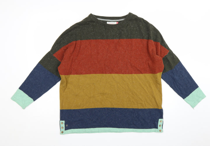 Brakeburn Womens Multicoloured Striped Cotton Wool Jumper Size 14