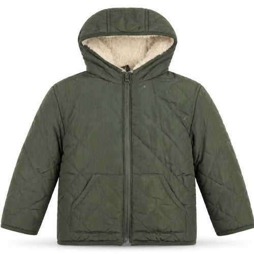 Mango Boys Green Quilted Hooded Puffer Jacket Size 3-4 Years