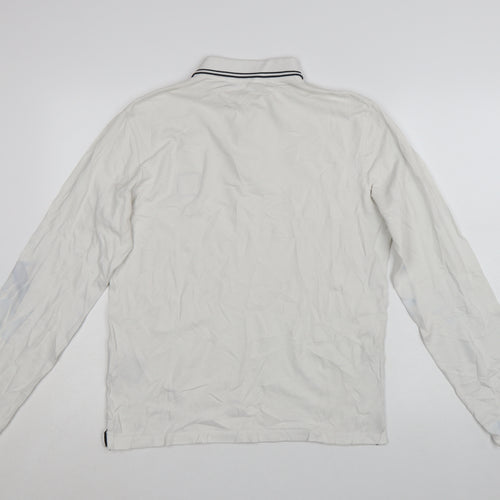 Stone Island Men's White Slim Fit Long Sleeve Polo Shirt M