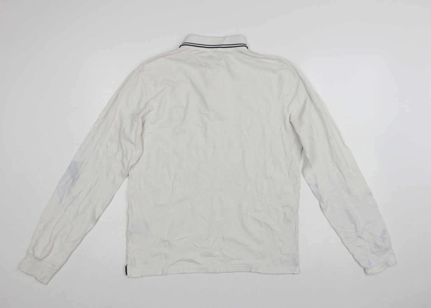 Stone Island Men's White Slim Fit Long Sleeve Polo Shirt M