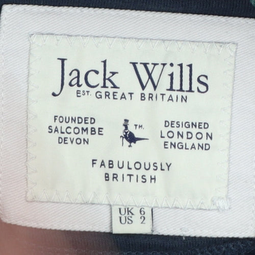 Jack Wills Womens Navy Floral Pullover Hoodie UK 6 Cotton Hooded Sweatshirt
