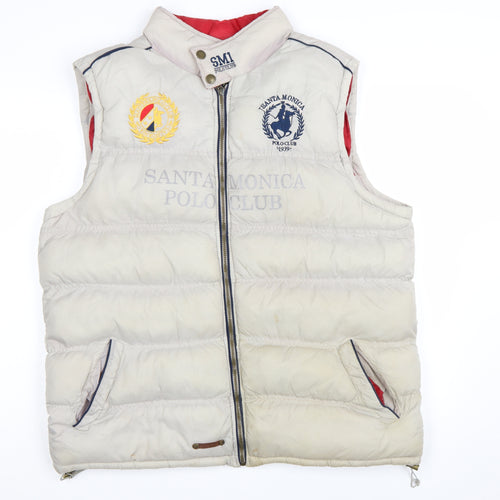 Santa Monica Polo Club Men's Beige XL Puffer Waistcoat Gilet