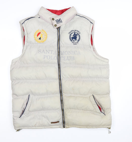 Santa Monica Polo Club Men's Beige XL Puffer Waistcoat Gilet