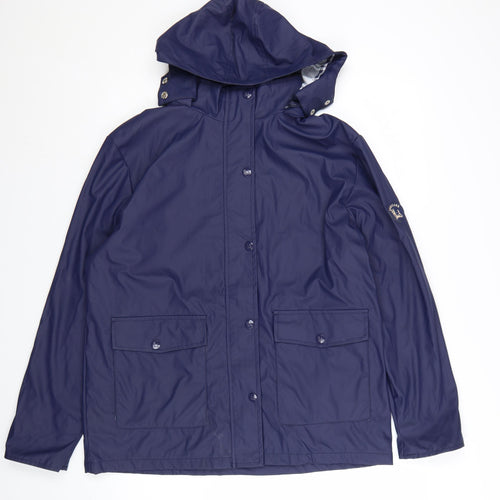 Scotland Womens Blue Hooded Waterproof Rain Jacket Size S