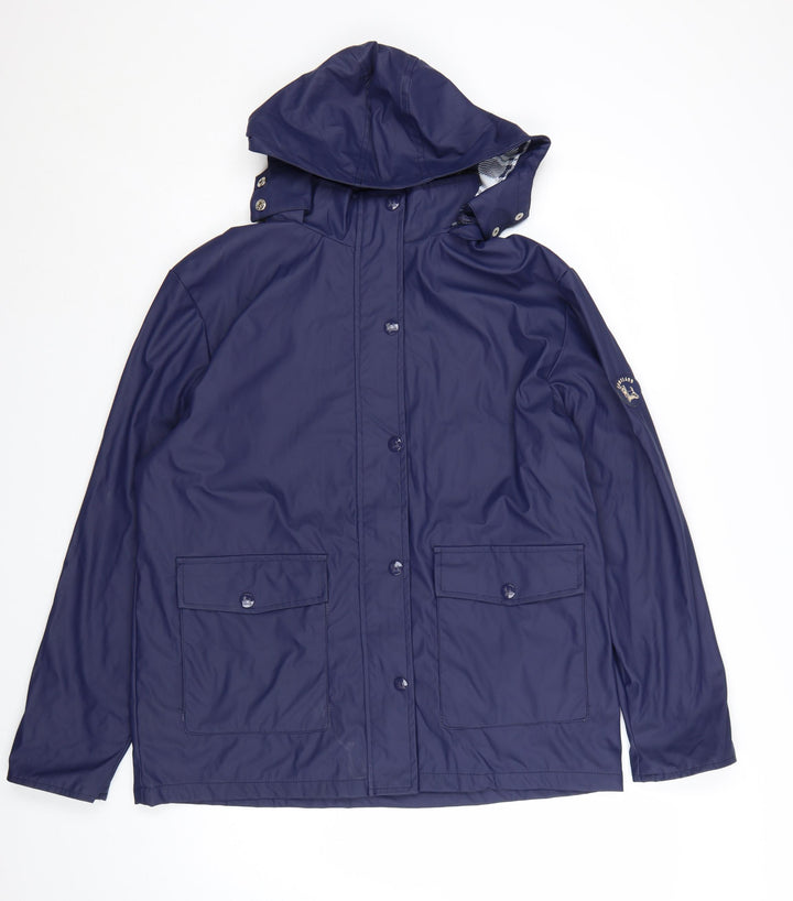 Scotland Womens Blue Hooded Waterproof Rain Jacket Size S