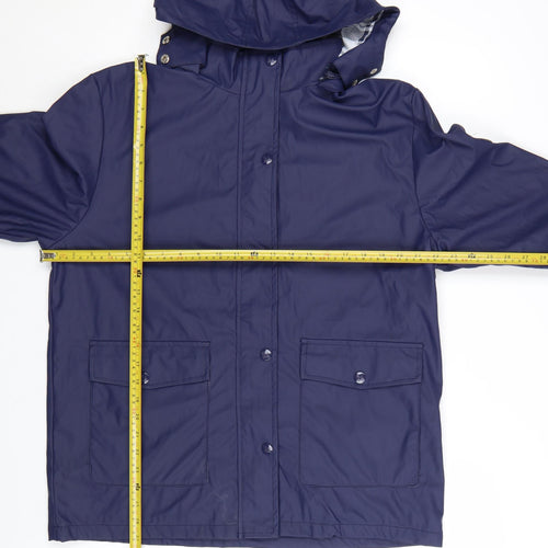 Scotland Womens Blue Hooded Waterproof Rain Jacket Size S