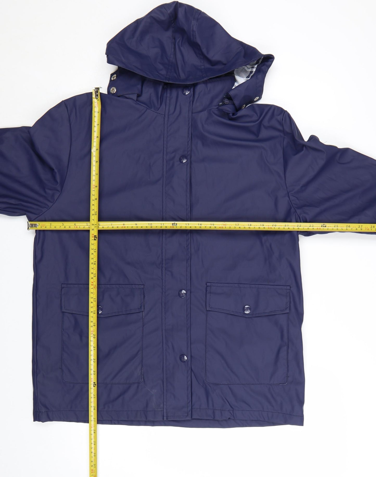 Scotland Womens Blue Hooded Waterproof Rain Jacket Size S
