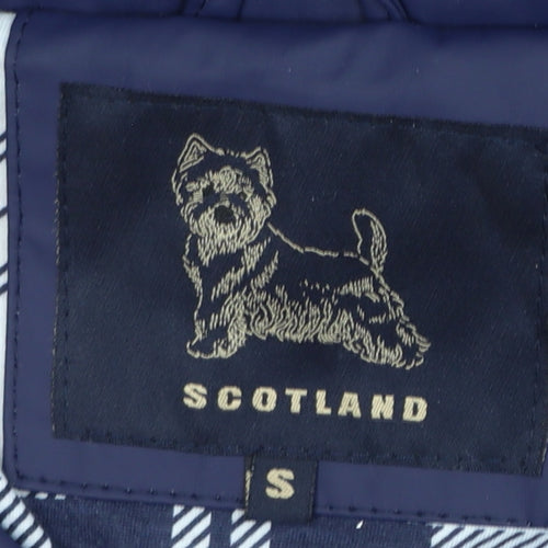 Scotland Womens Blue Hooded Waterproof Rain Jacket Size S