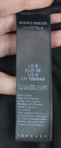 Topshop Women's Black Size 8 Cropped Puffer Jacket