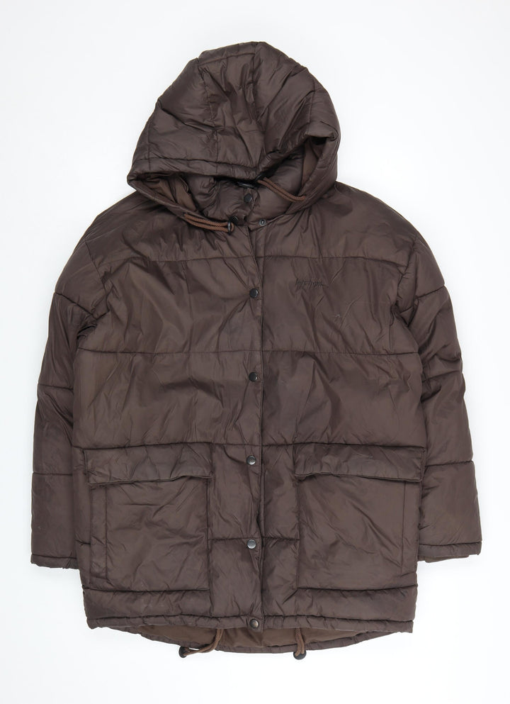 Iets Frans Womens Brown Long Puffer Jacket Hooded Size M