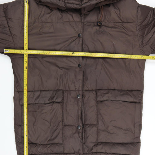 Iets Frans Womens Brown Long Puffer Jacket Hooded Size M