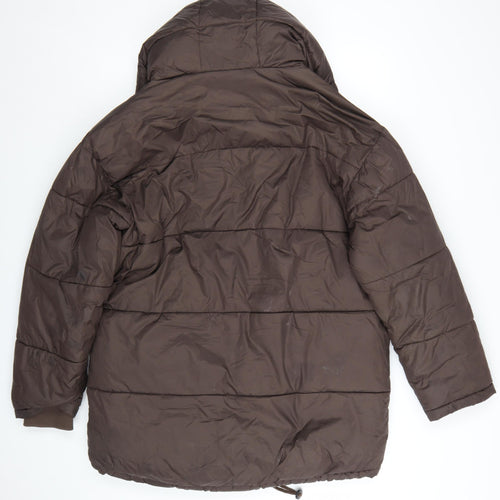 Iets Frans Womens Brown Long Puffer Jacket Hooded Size M