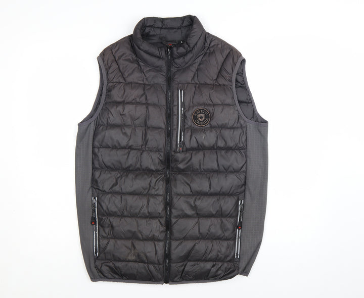 Zavetti Canada Men's Black L Puffer Waistcoat Vest Lined Zip Outdoor