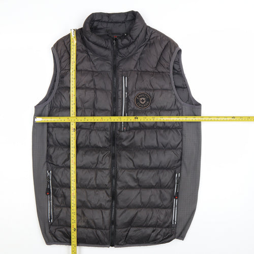 Zavetti Canada Men's Black L Puffer Waistcoat Vest Lined Zip Outdoor