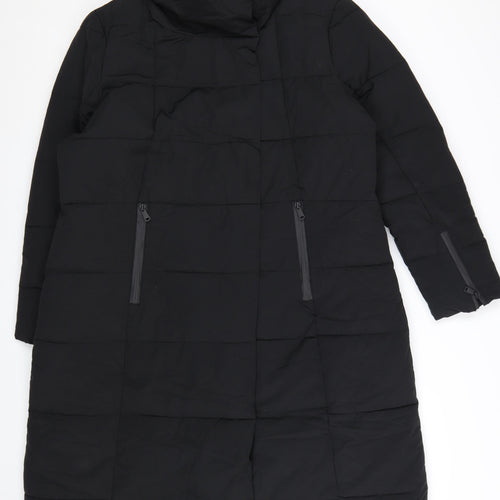 Next Women’s Black Long Puffer Coat Size 20 Winter Zip Jacket