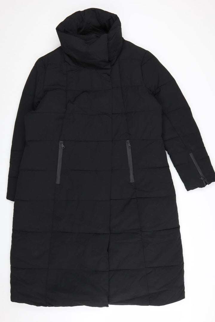 Next Women’s Black Long Puffer Coat Size 20 Winter Zip Jacket