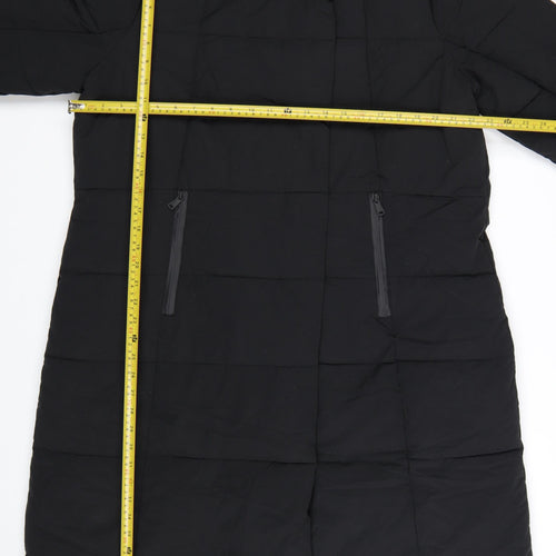 Next Women’s Black Long Puffer Coat Size 20 Winter Zip Jacket