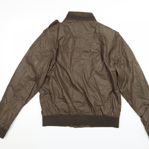Next Men's Brown Nylon Bomber Jacket Size M Full Zip Casual