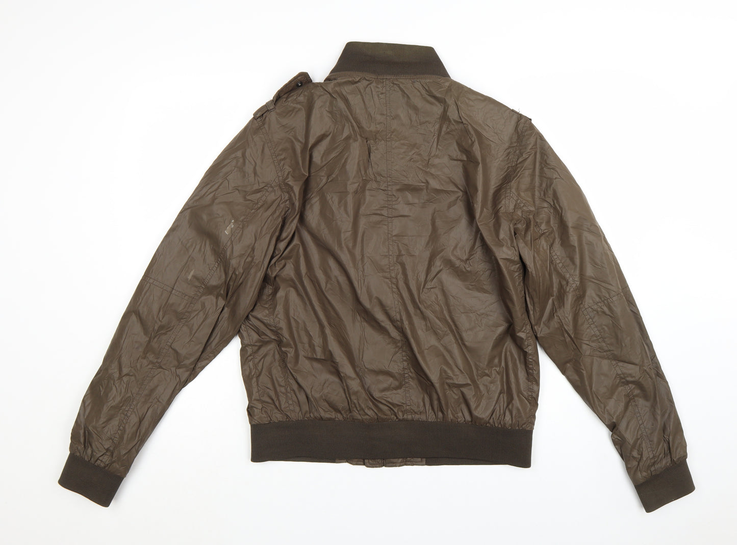 Next Men's Brown Nylon Bomber Jacket Size M Full Zip Casual
