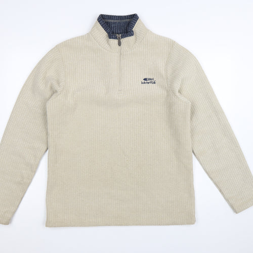 Weird Fish Men’s Beige 1/4 Zip Knit Sweatshirt Size M High Neck