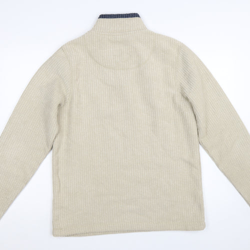 Weird Fish Men’s Beige 1/4 Zip Knit Sweatshirt Size M High Neck