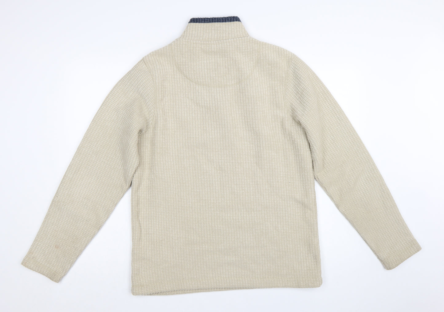 Weird Fish Men’s Beige 1/4 Zip Knit Sweatshirt Size M High Neck