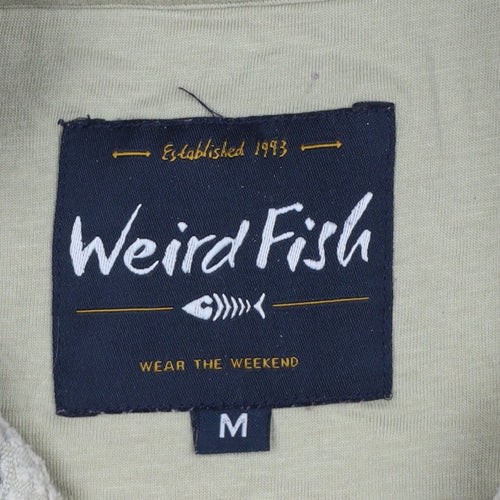 Weird Fish Men’s Beige 1/4 Zip Knit Sweatshirt Size M High Neck
