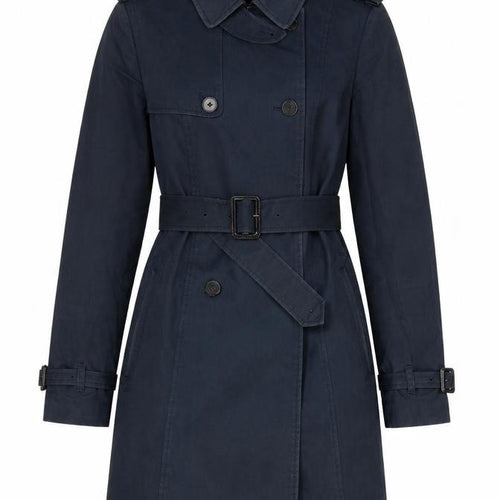 Jack Wills Women's Blue Mid-Length Trench Coat Size 8 Belted Classic Style