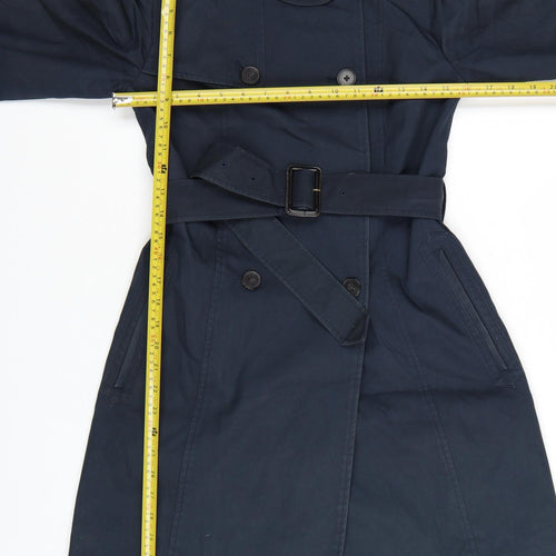 Jack Wills Women's Blue Mid-Length Trench Coat Size 8 Belted Classic Style