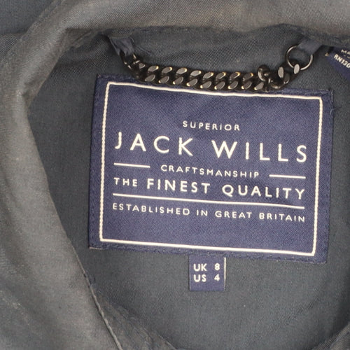 Jack Wills Women's Blue Mid-Length Trench Coat Size 8 Belted Classic Style