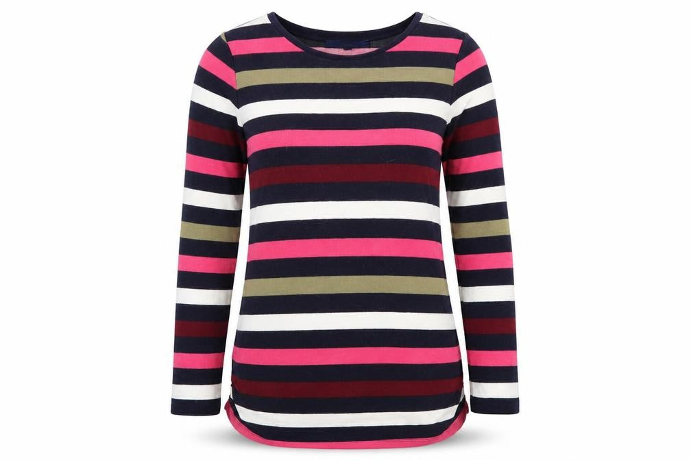 Front view of Next Women’s Multicoloured Striped Crew Neck Long Sleeve Jumper, size UK 6