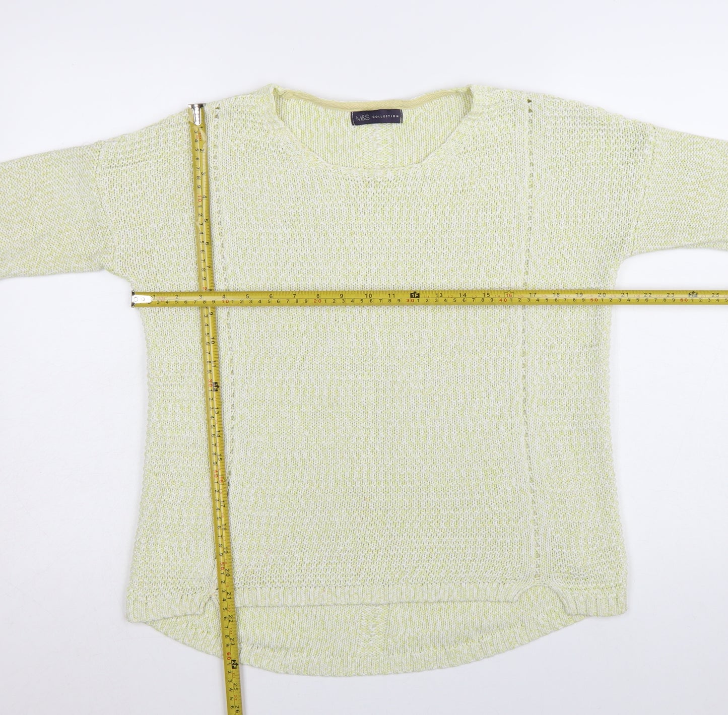 Marks and Spencer Women Green Cotton Knit Jumper Size 14