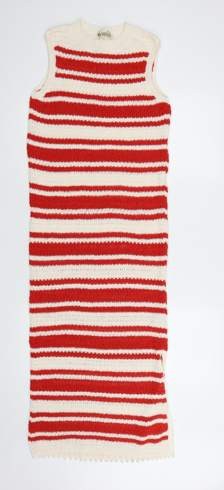 Marks and Spencer Women’s Red Striped Knit Sleeveless Midi Tank Dress Size S