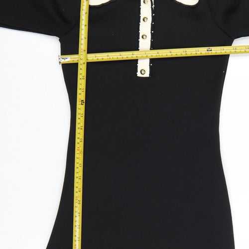 H&M Women's Black Collared Knit Shift Dress XS
