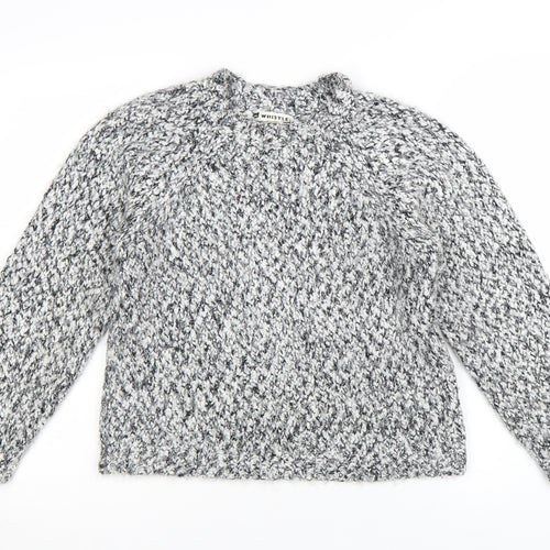 Whistles Women's Grey Chunky-Knit Wool Blend Jumper Size 8