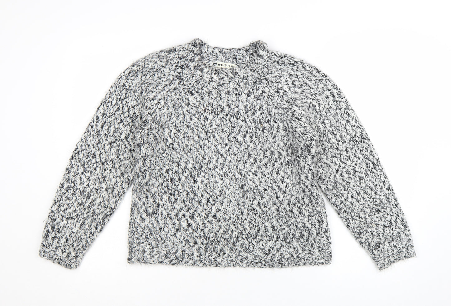Whistles Women's Grey Chunky-Knit Wool Blend Jumper Size 8